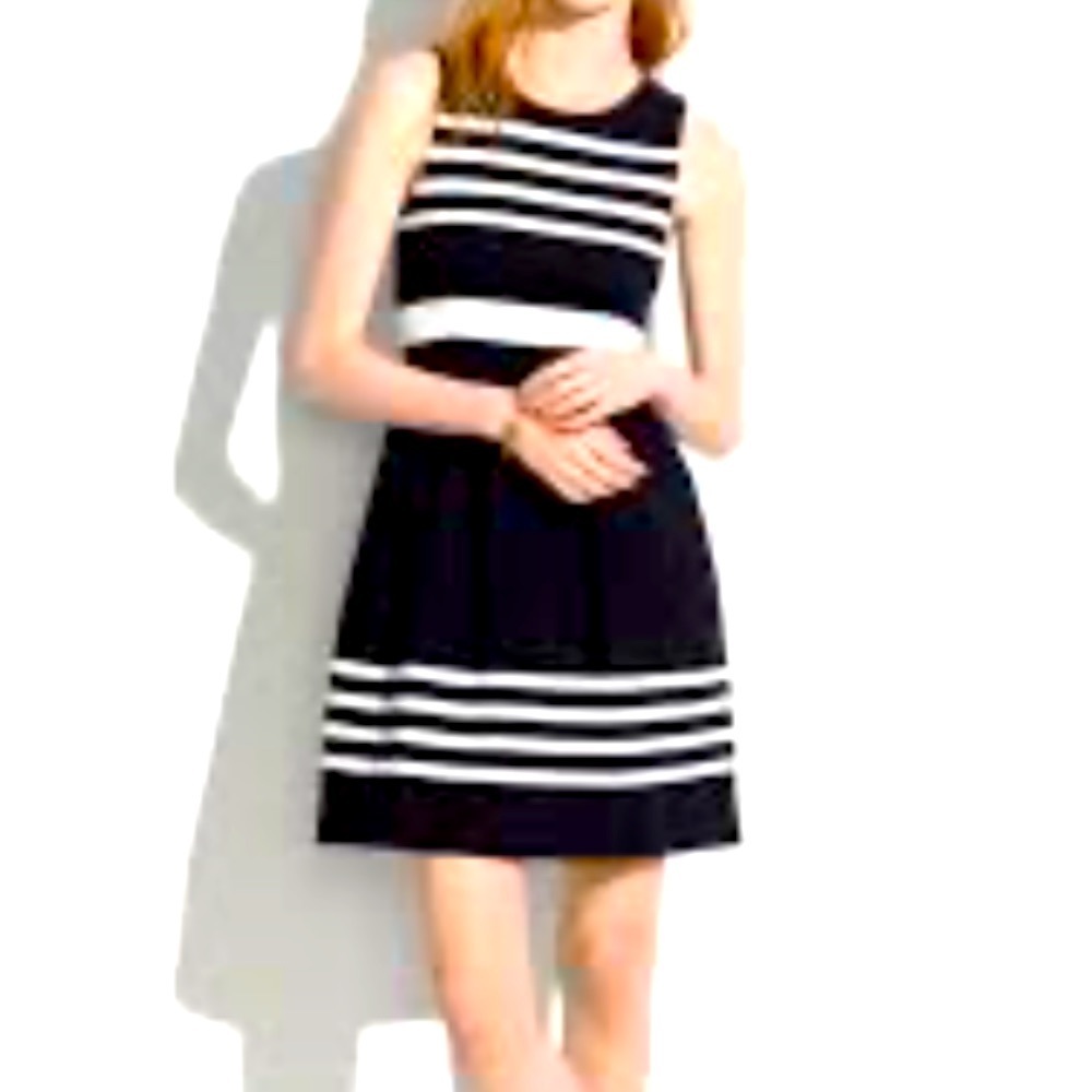 J. Crew Black and White Striped Dress